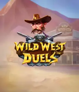  Dive into the daring world of "Wild West Duels" by Pragmatic Play, featuring a hardened gunslinger ready for a showdown. The image displays a fierce cowboy with crossed pistols, set against a desert backdrop. His intense eyes and authentic attire capture the essence of the Old West. The game's title is prominently featured in an ornate font, adding to the adventurous theme. 